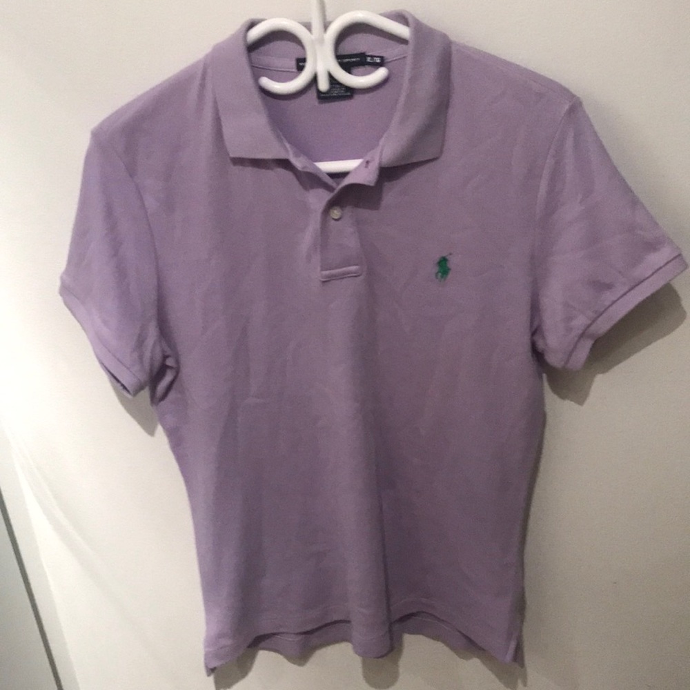 Beautiful Silky Smooth Unisex Ralph Lauren Lavender Polo w/ Green Logo XL slim